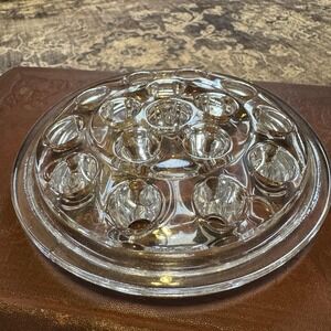 Clear Glass FLOWER FROG for Floral Arranging ~ 16 holes 5" diameter Vtg